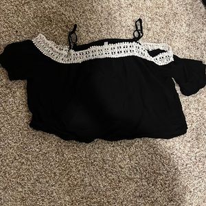 Xhilaration XL black and white off shoulder top
